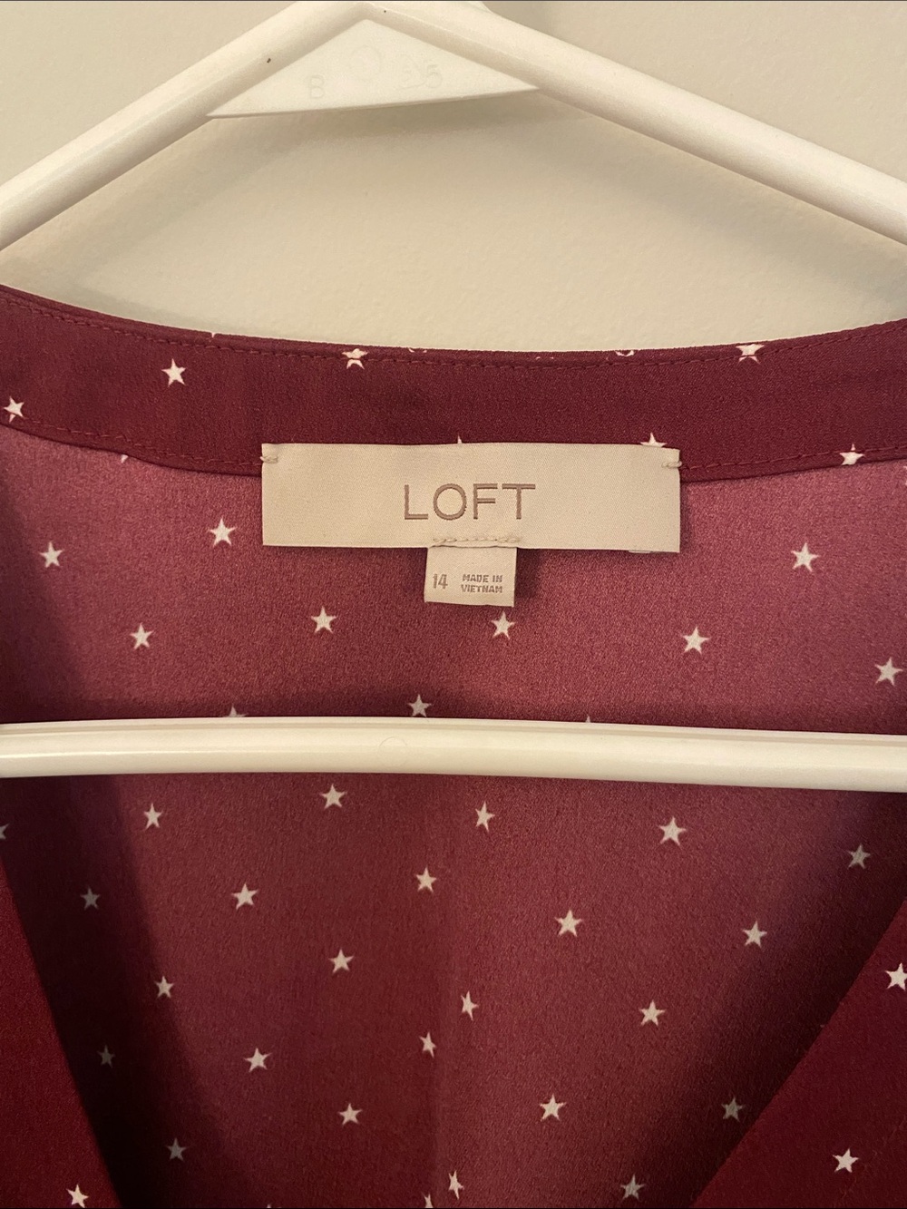 LOFT Burgundy Wrap Dress with White Polka Dots - Picture 4 of 6